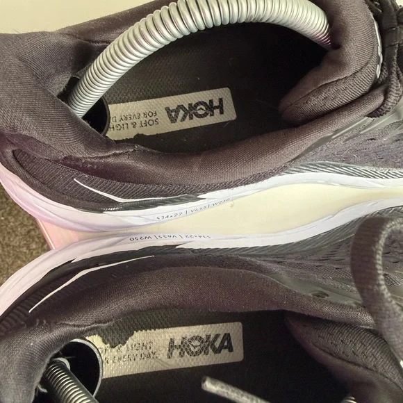 Hoka One One Clifton 8 Black and White Sneakers - Picture 9 of 10